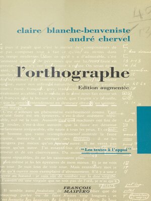 cover image of L'orthographe